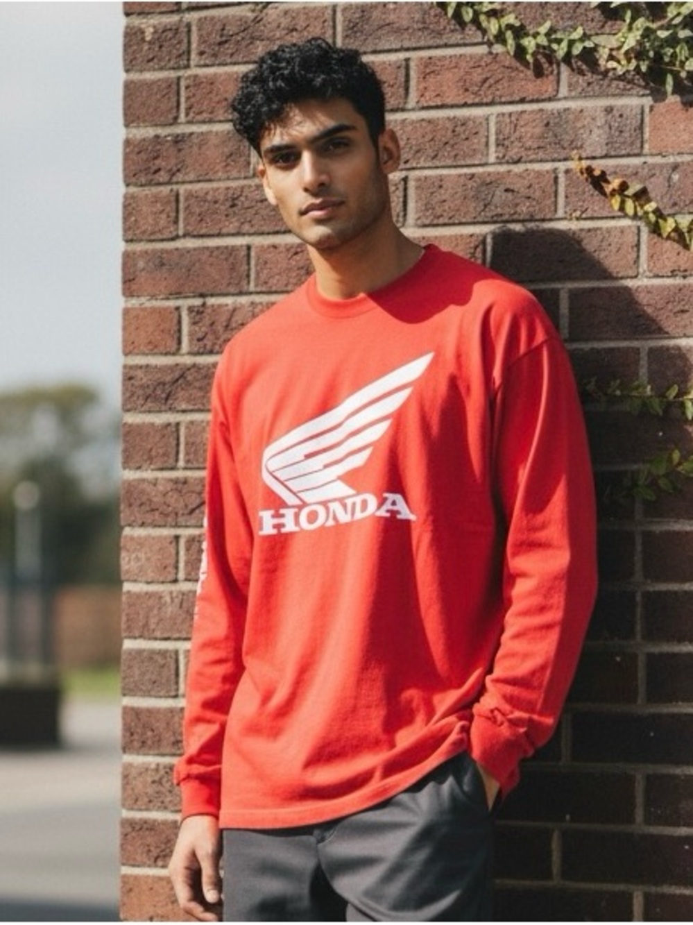 Honda Red Long-Sleeve Logo Tee for Men